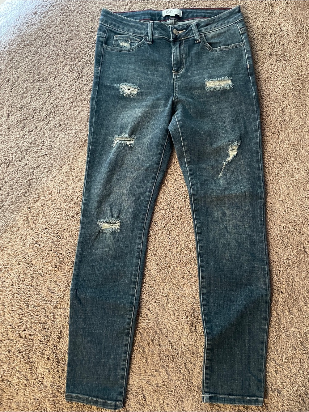 Cello Women's Skinny Ripped Dark Blue Jeans